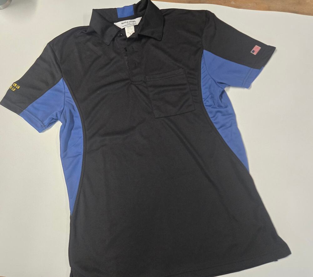 Waffle House Employee Uniform Polo Shirt Black Blue Mens Small